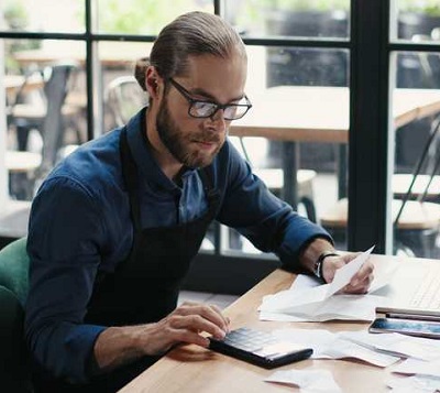 A man working on his tax returns