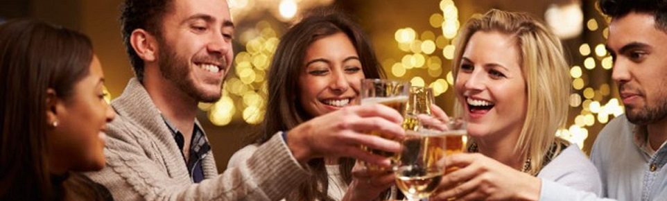 Employees raising a glass