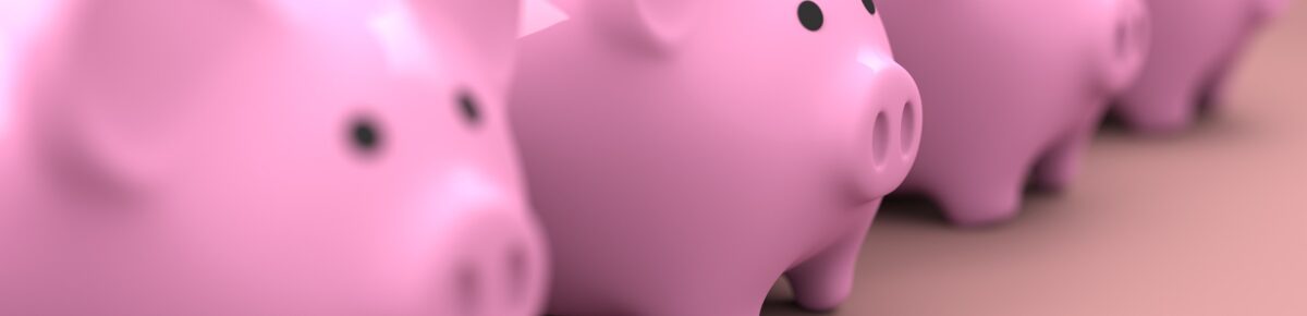 A row of piggy banks